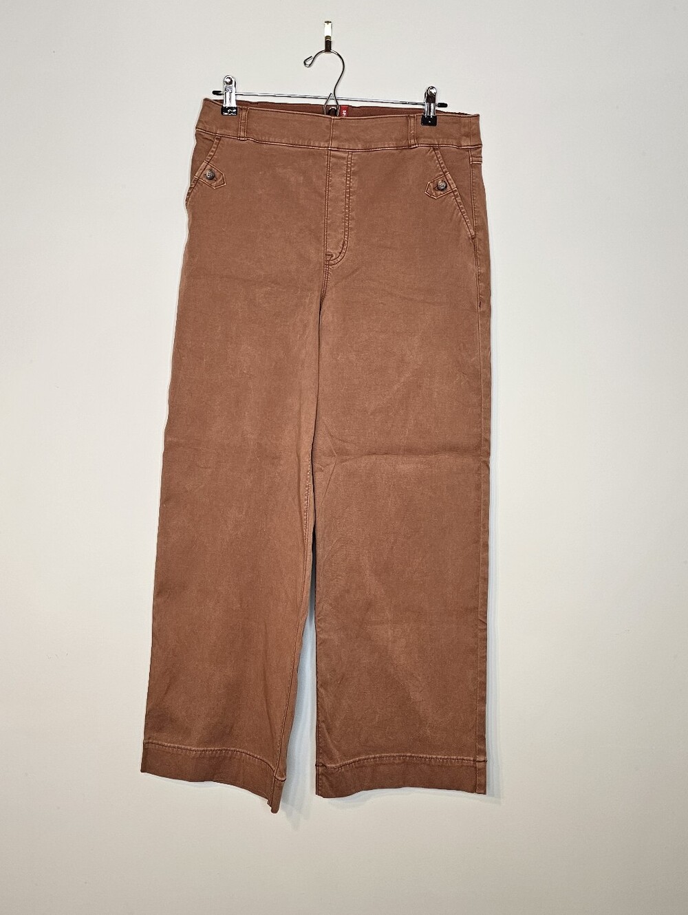 Spanx Twill Wide Leg Pull On Pants Size XL Brown Cotton Blend
